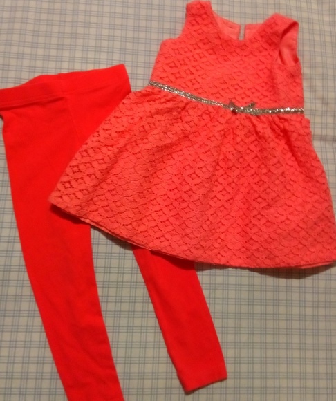 Carter's Other - Carter's Coral Lace Dress Metallic Trim 12 mo Kids